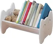 Kids Book Shelf Cute Smile Eyes Nursery Book Shelves 12.6'' Mini Desktop Bookshelf White Rack Small Bookshelf for Books Magazine CD in Living Room Kids Bedroom Nursery Room