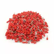 A● 1000 Pcs Crimp Cord End Terminal Insulated Bootlace Ferrule Red E1008 18AWG