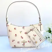NWT Coach Zip Top Shoulder Bag With Heart Print CW392/card case/wristlet bundle