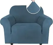 Smarcute Stretch Suede Armchair Cover Couch Cover for Chair Slipcover Furniture Cover for Armchairs Crafted from Water Repellent Thick Comfy Rich Fabric (1 Seater Sofa Cover, Stone Blue)