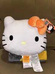 Hello Kitty Orange Bow Nogginz Pillow & Plush Throw Set 45" x 55" NWT