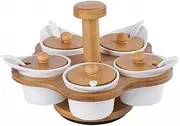 XWBLDBDFC 5 in 1 Ceramic Condiment Jar Set, Seasoning Box Condiment Pots, Spice Jars Container for Sugar/Salt/Pepper with Lids Tray for Kitchen