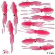 10pcs 6 inch Fishing Chase Squid Skirt Real-like Octopus lure 3D eye Pink NEW