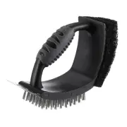 6" Handheld Grill Brush Steel Bristles Grill Clean Brush,, Scour Pad