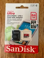 SanDisk Ultra 64GB, Class 10 48MB/s - microSDXC Card - SDSDQUAN-064G-G4A