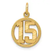 14K Yellow Gold #15 Circle Pendant