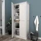 Multipurpose Cupboard Bathroom Pantry Storage 2 Door 5 Tier Cabinet Shelf
