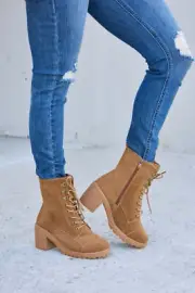 Excellence one Forever Link Lace-Up Zipper Detail Block Heel Boots