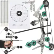 11" Mini Compound Bow Arrows Set 10lbs Bow Stand Archery Shoot Children Toy Gift