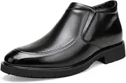 [Generic] Men Formal Dress Shoes Pointed Toe Zipper-Up Solid Colour Genuine Leather for Work Low Top for Office First Layer Decorate Dress Shoes for Men