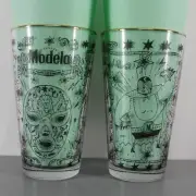 MODELO LIMITED EDITION BEER PINT GLASS LOT 2  LUCHA LIBRE MEXICAN WRESTLER NEW