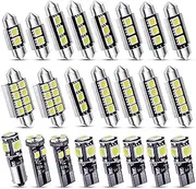 Kinstecks 23PCS Can-Bus Error Free LED SMD Bulbs Kit Car LED Interior Light Bulb Festoon BA9S Canbus T10 C5W Xenon for Car Interior Door Courtesy Instrument Panel Side Lights