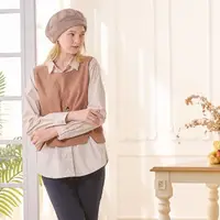 在飛比找momo購物網優惠-【CUMAR】襯衫拼接假兩件長袖上衣(咖 灰)