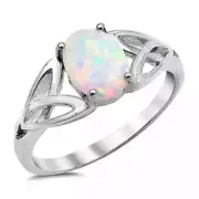 White Opal Oval .925 Sterling Silver Ring