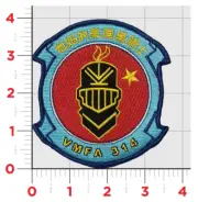 MARINE CORPS VMFA-314 BLACK KNIGHTS CHEST EMBROIDERED HOOK & LOOP PATCH