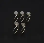 WHOLESALE 925 5PC SOLID STERLING SILVER WHITE RAINBOW MOONSTONE RING LOT Y166