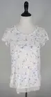 LC Lauren Conrad Off White Blue Pink Floral Short Sleeve Lace Frings Top Small