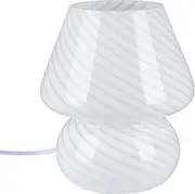 GQJC Mushroom Lamp, Glass Mushroom, Room Decor Aesthetic, Glass Mushroom Bedside Table Lamp, Home Decor Aesthetic, Mushroom Decor,Cute Room Decor, Translucent Striped Nightstand Lamp (White)