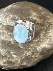 Womens Blue Larimar Navajo Sterling Silver Ring Size 9 17672