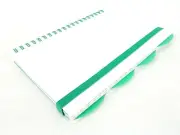 Wire Bound Notebook w/4 Dividers, White w/Green Accent, Elastic Closure, #MP499