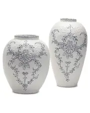 Two's Company Set of 2 Blue and White Vases