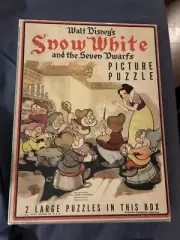 1938 Walt Disney's Snow White & The Seven Dwarfs 2 Large Puzzles In Box!
