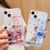 在飛比找蝦皮購物優惠-外殼卡通粉色藍色小熊流沙手機殼適用於 iphone 13 1