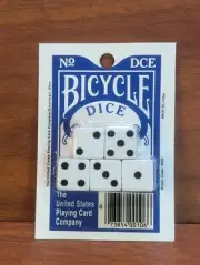 Vintage Bicycle DICE 5 Count Set NEW 5/8” White Black Dots 5 Dice One Pack NOS