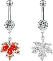 [6ixGosh] Dangle Belly Button Rings for Women Belly Button Piercing Surgical Stainless Steel Women Belly Ring Dangling Jewelry Navel Belly Rings, 14G