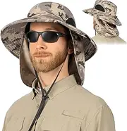 [SUN CUBE] Wide Brim Sun Hat Men Women, Fishing Hats Sun UV Protection, Mens Hiking Bucket Hat Safari Beach Boonie, UPF 50+