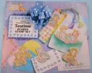 VINTAGE CHERISHED TEDDIES TEA TIME RUBBER STAMP SET -UNUSED - 1996
