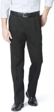 NWT Dockers Men's Easy Khaki Pleated Classic Fit Pants Black 34W x 32L