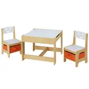 3PCS Kids Table and Chairs Set Activity Chalkboard Toys Storage Box Desk