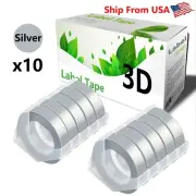 10PK Silver Label Tape 3D for Dymo Caption Maker (1741205) Label Makers