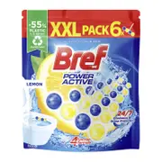 Bref 6x50g Lemon Power Active Rim Block Toilet Cleaner