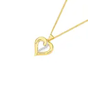 9ct Gold Diamond Swirl Heart Pendant