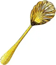 Mupingfenglan Large Serving Spoon, Public Spoon, Shell Shape, Long Handle, Multifunctional Tablespoon Cutlery for Parties, Home and Commercial, Gold