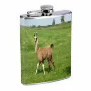 Llamas D6 Flask 8oz Stainless Steel Hip Drinking Whiskey