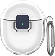 [Upgrade Lock] Case for Google Pixel Buds Pro 2, VAEKNVG Shock-Absorbing Protective Armor Cover for Pixel Buds Pro 2 Accessories, TPU Hard Shell with Carabiner (Clear)
