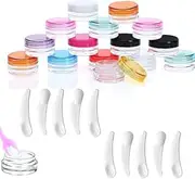 Empty Sample Pots Set - 15 Pcs Cosmetic Containers with 10 Pcs Makeup Spatulas, Clear Travel Cosmetic Jars, Mini Plastic Spatulas for Face Creams, Samples, and Makeup