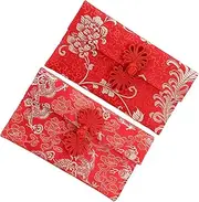 Generic 2pcs Fabric Red Envelope Bag Hong Xi Wedding Envelopes for Money Red Envelopes Envelope Wedding Fiesta Groovy Red Packet Wedding Red Pocket Wedding Money Bag Decoration Brocade