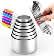 Measuring Cups and Magnetic Measuring Spoons Set, Stainless Steel Measuring Cups