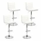 New Set of 4 PU Leather Bar Stools ARNE Swivel Bar Stool Kitchen Chairs White Ga