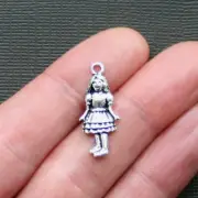 BULK 30 Girl Charms Antique Silver Tone 2 Sided - SC2374