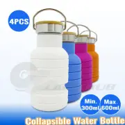 4x 600ml Collapsible Office Water Bottle Outdoor Hiking Folded Sport Gym Kettle