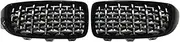 A Pair Car Front Bumper Kidney Grille Compatible For BMW F32 F33 F36 F80 F82 F83 M3 M4 Diamond Style Racing Grills Car Styling Accessories(Silver and Black)