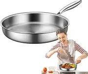 Stainless Steel Skillet,Handle Design Anti-Slip Anti-Scalding Stainless Steel Pot - Multi-Functional Woks & Stir-Fry Pots, Omelet Skillets, Kitchen Gadgets for Picnic, Camping