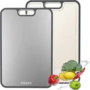Titanium Cutting Board Double Sided,Pure Titanium Cutting Boards for Kitchen Double Sided Food Grade, Pure titanium and Wheat Straw PP, Non-Stick Durable and easy to clean (Large)