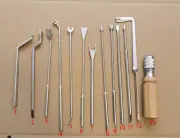 Lot of 13 Piano Tuning & Repair Tools w/Wood Handle for Grand Piano