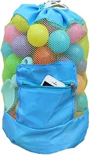 [Kisangel] Beach Mesh Tote Bag Foldable Storage for Shells Lightweight and for Teens and Blue